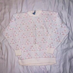 pink and beige vintage crewneck sweater